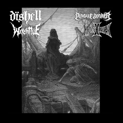 DISHELL/ HELLISHEAVEN/ WITCHRITE/ PLAGUE BEARER - split LP (BLACK)